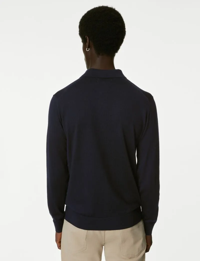 Pure Extra Fine Merino Wool Knitted Polo Shirt