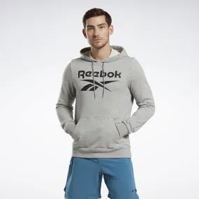 REEBOK MEN'S IDENTITY FRENCH TERRY VECTOR PULLOVER GREY HOODIE