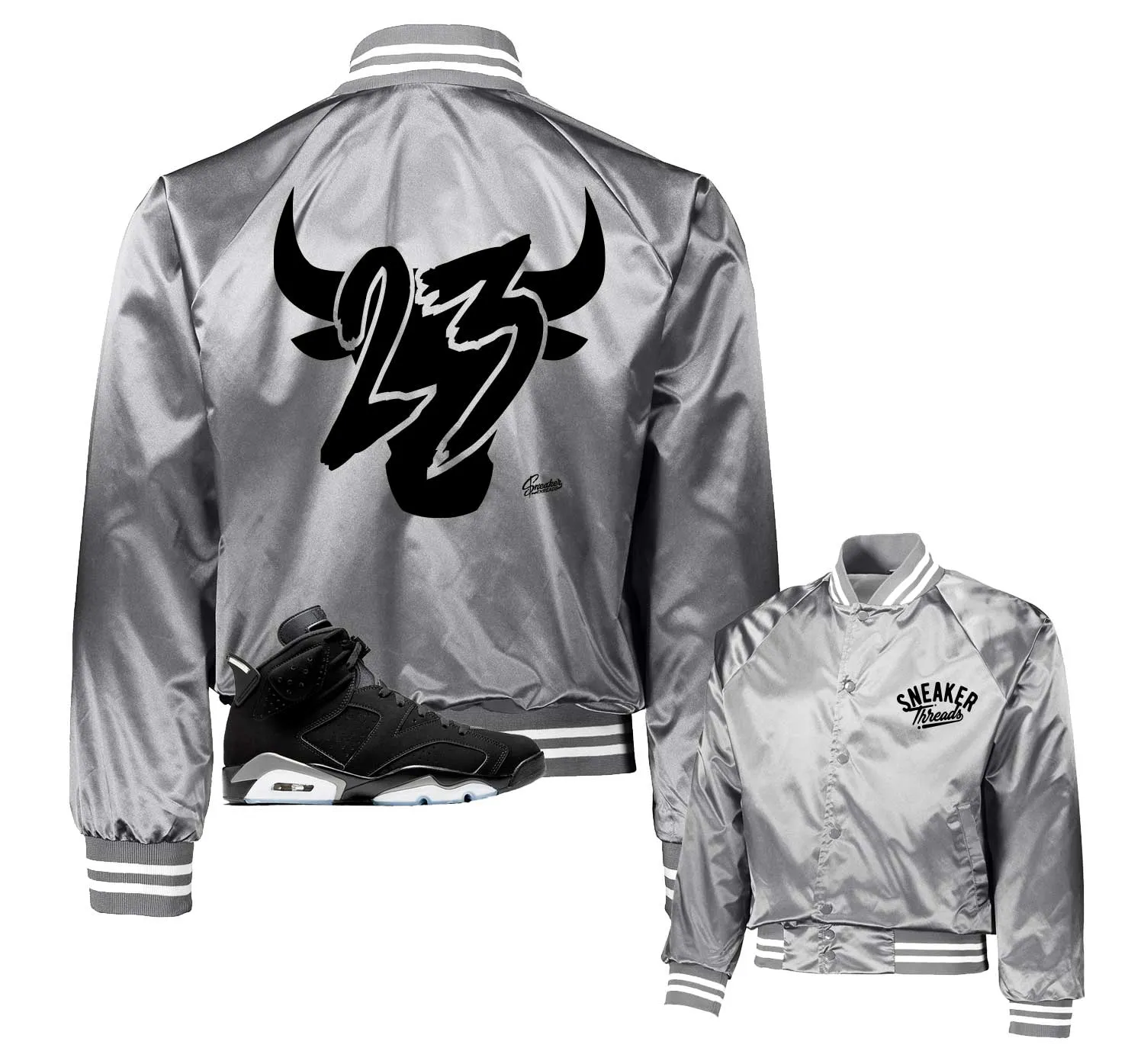 Retro 6 Metallic Silver Satin Jacket - Toro - Silver