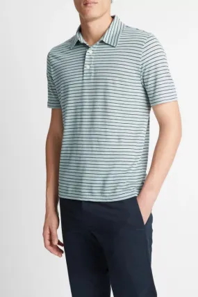 Striped Linen Short Sleeve Polo Shirt