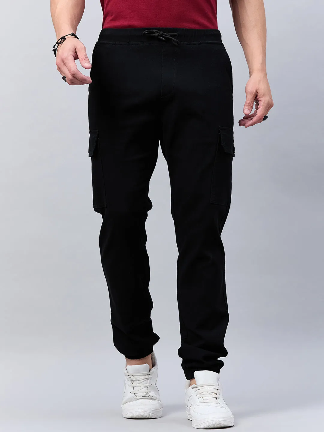 Style Quotient Men Black Stretchable Jogger Trouser