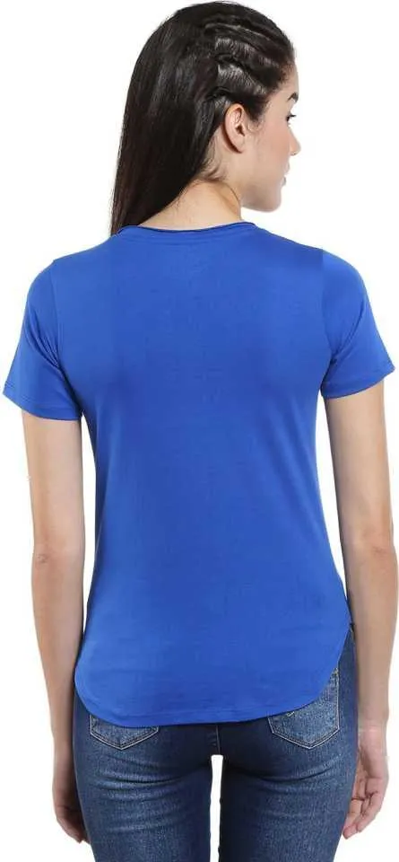 Style Quotient Women Blue V-Neck Solid Fashion Tshirts