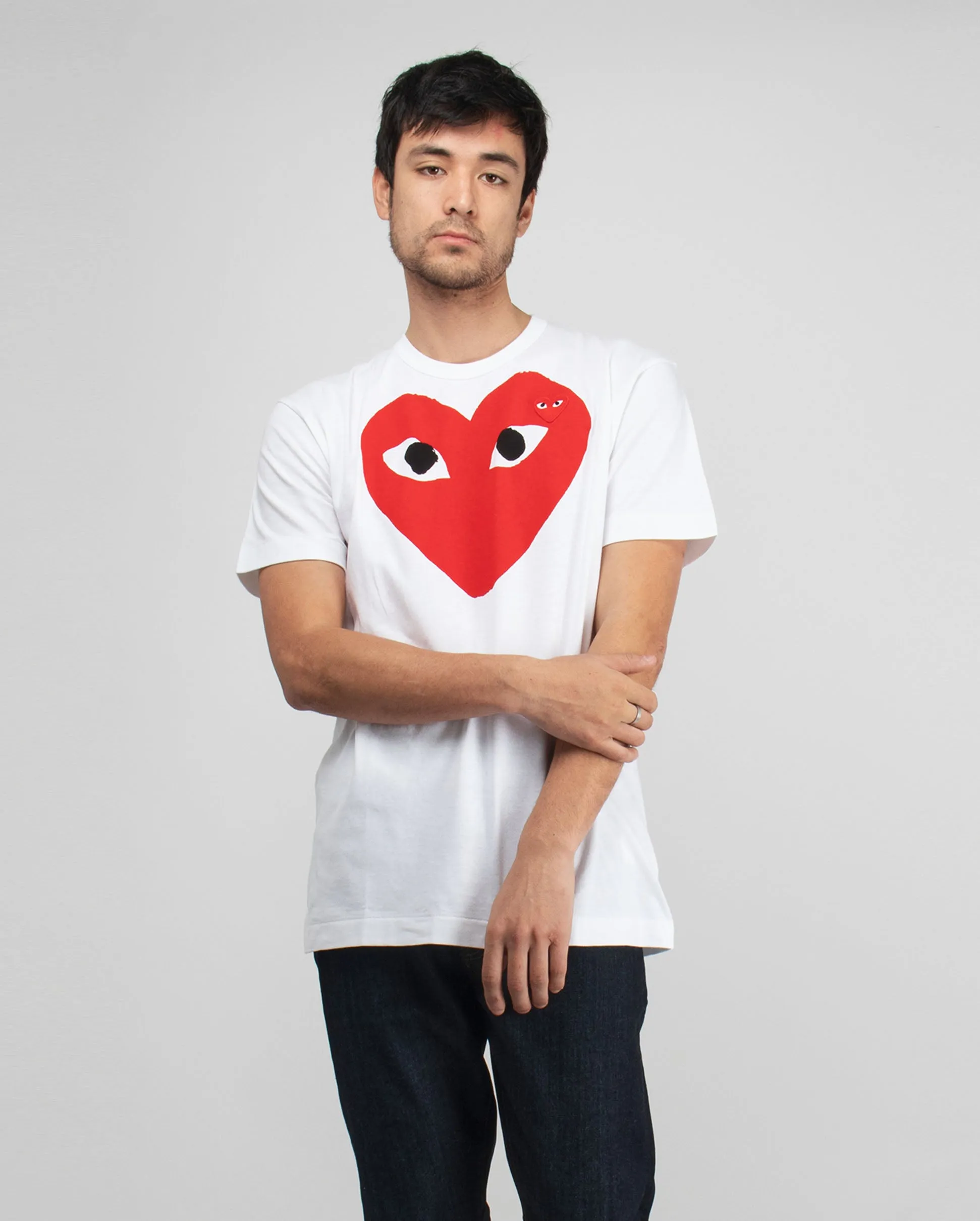 T026 CLASSIC BIG HEART PRINT T-SHIRT / WHITE