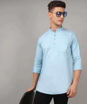 TryBuy Premium Cotton Made Trendy Ethnic Sky Blue Kurta for Men