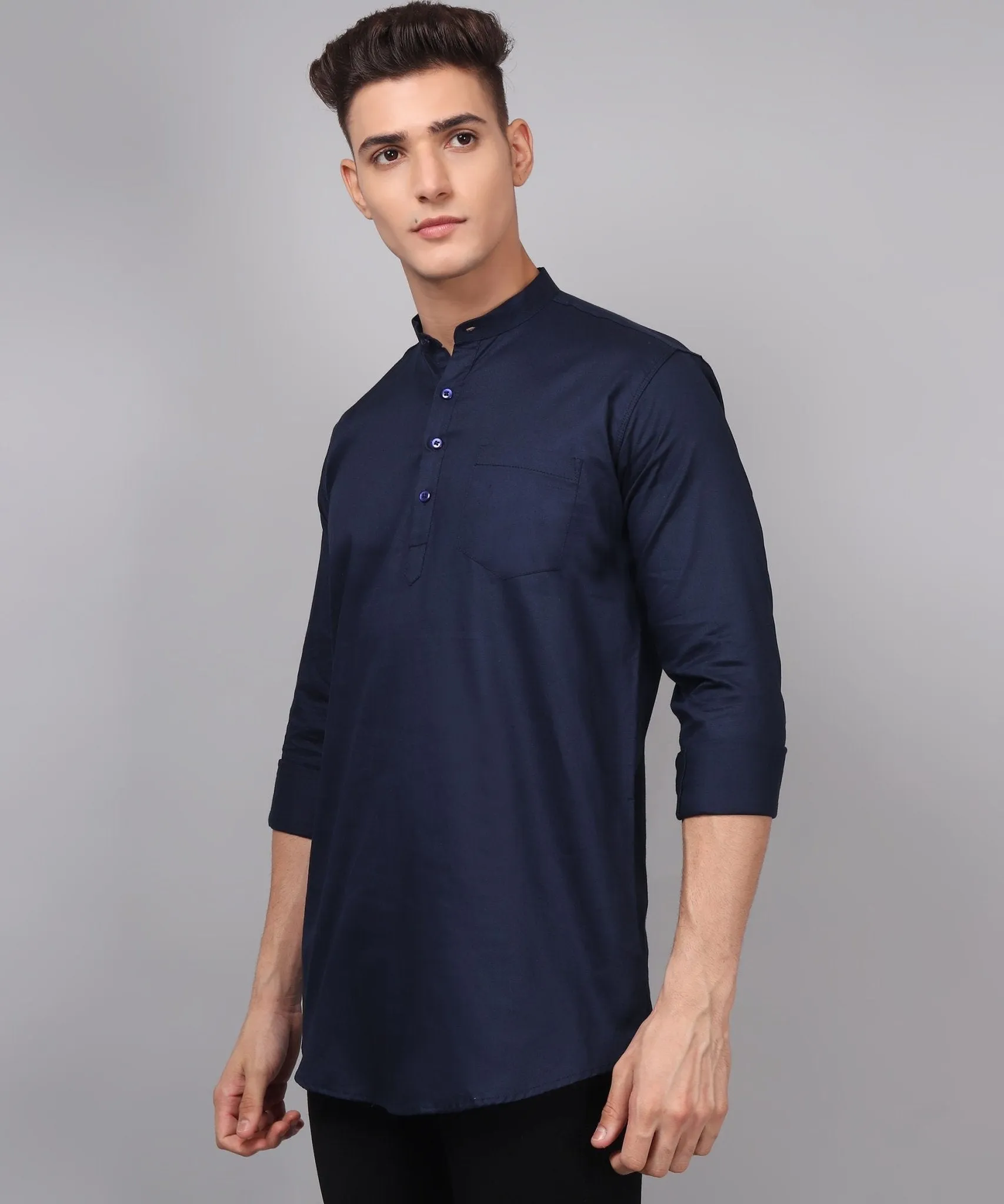 TryBuy Premium Ethnic Navy Blue Kurta for Men