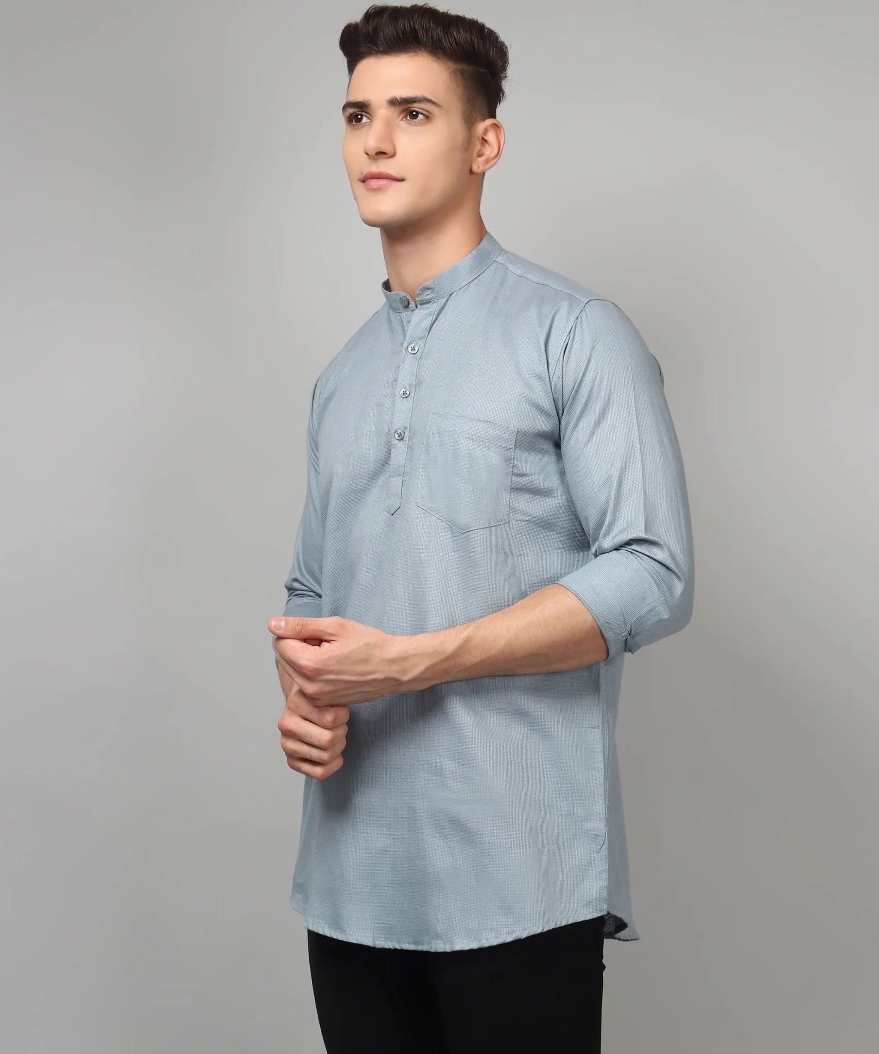 TryBuy Premium Fancy Fabulous Trendy Ethnic Grey Kurta for Men