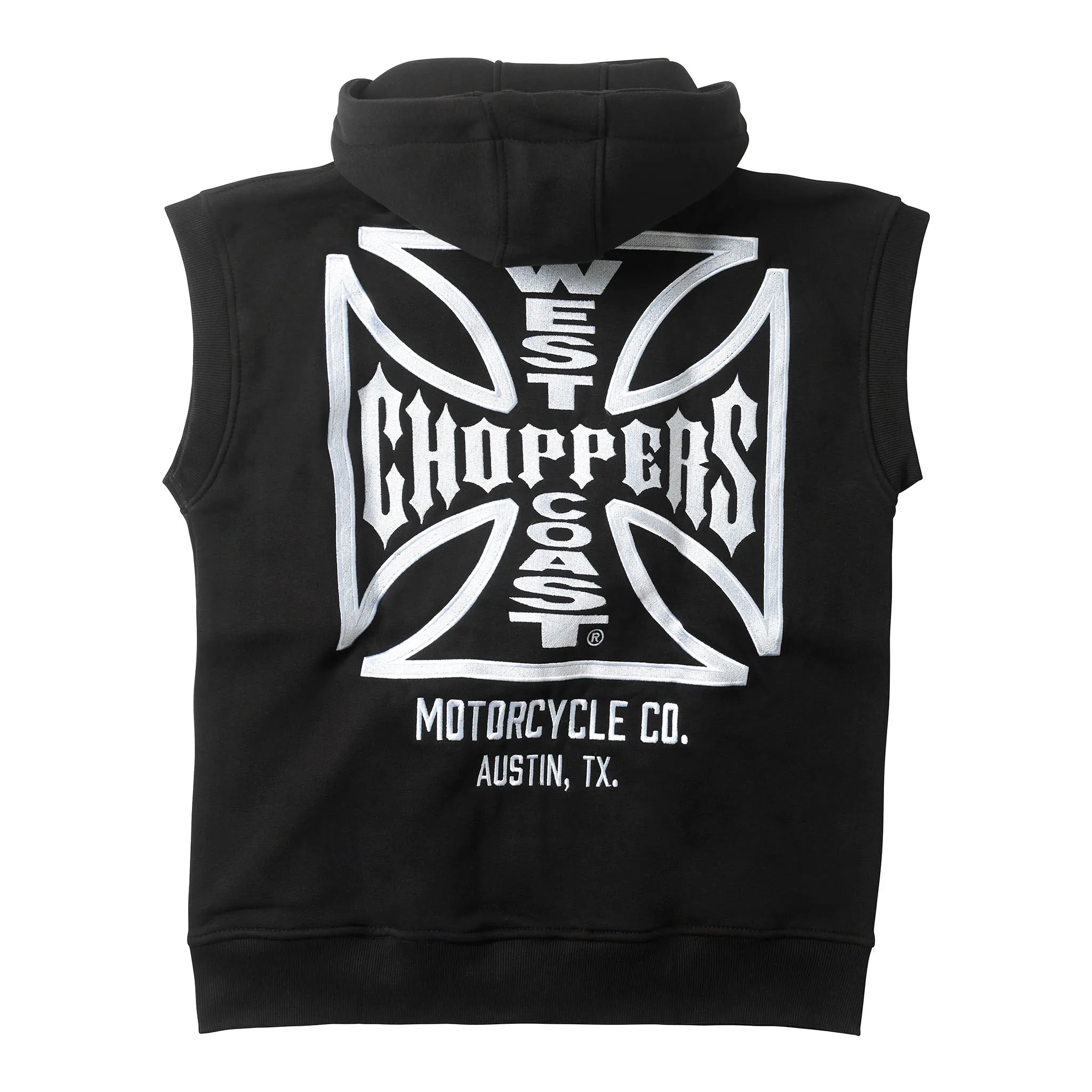 WCC OG ATX SLEEVELESS ZIP HOODY BLACK