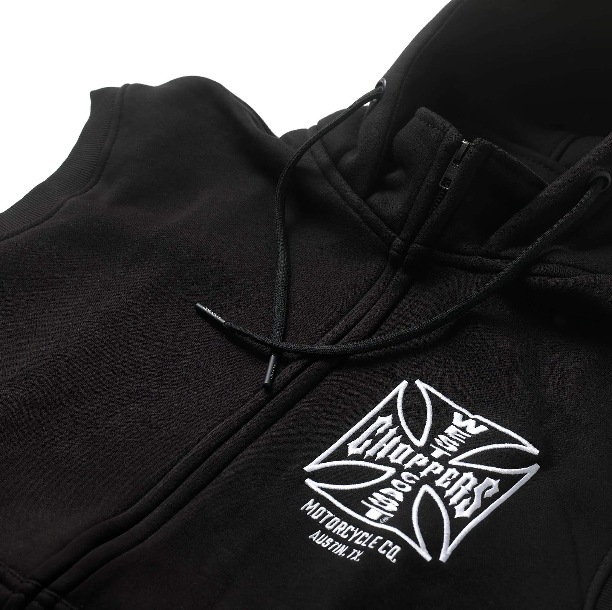 WCC OG ATX SLEEVELESS ZIP HOODY BLACK