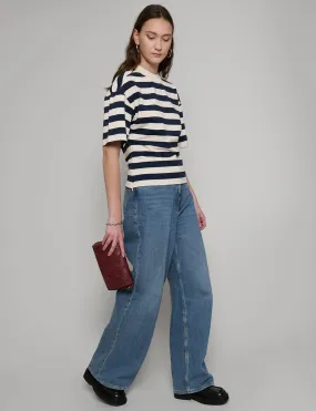 Wide Stripe Fitted Waist T-shirt