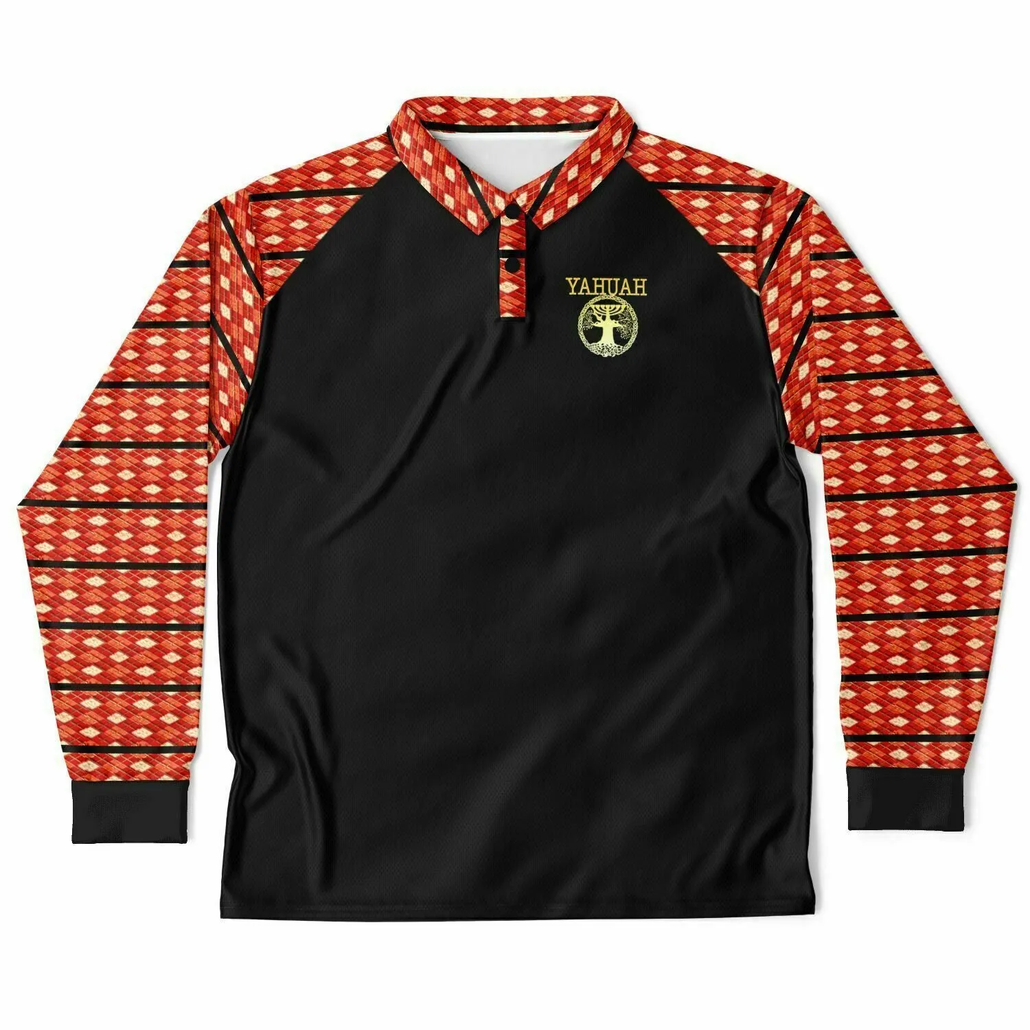 Yahuah Logo 02-01 Men’s Designer Long Sleeve Polo Shirt