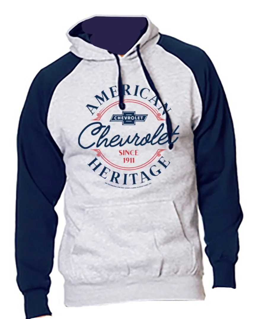 'David Carey' Men's Chevy Heritage Hoody - Grey / Navy